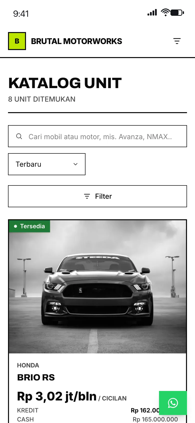 Template Brutal dilihat dari HP