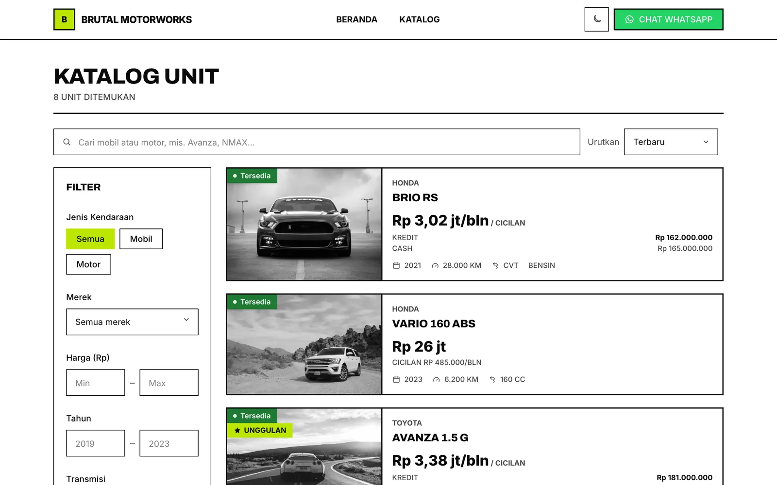 Halaman katalog template Brutal