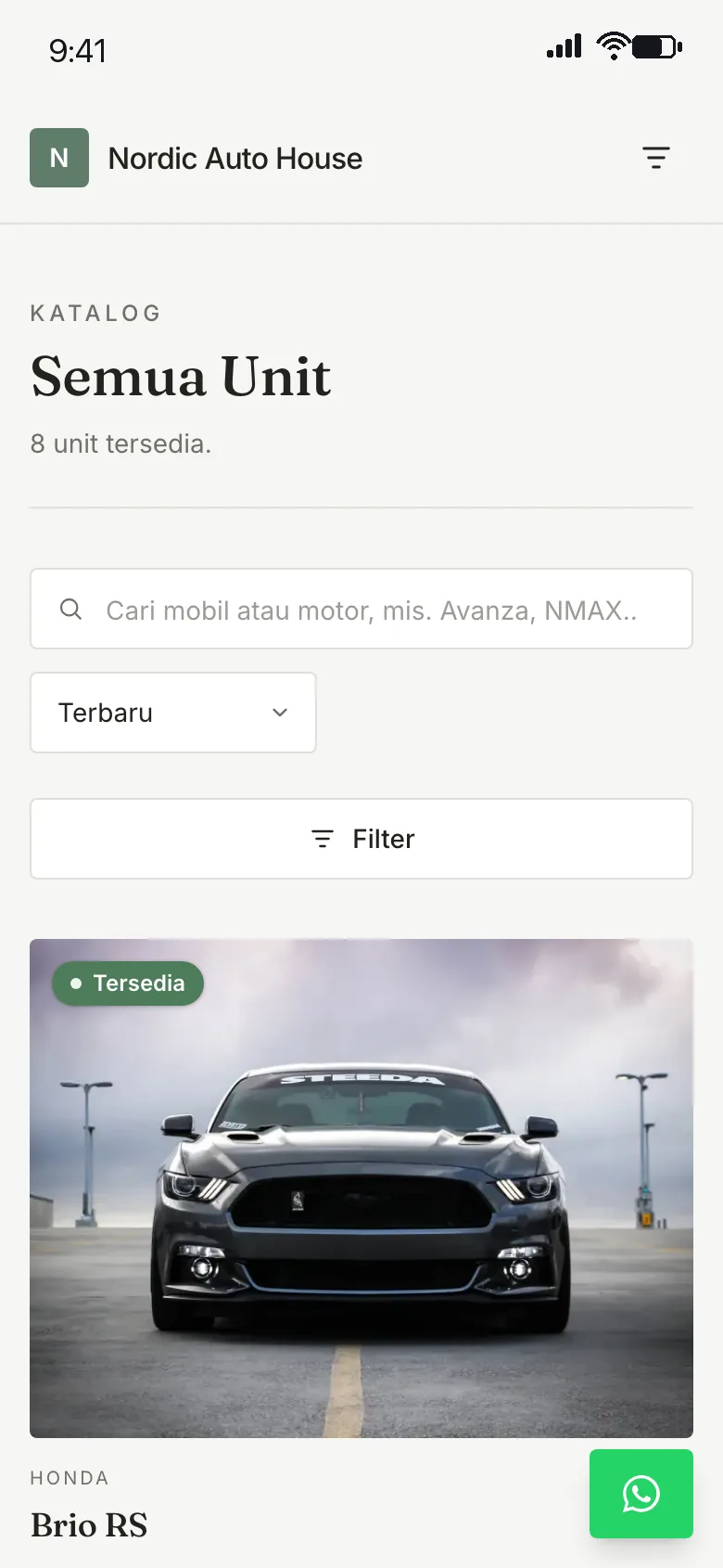 Template Nordic dilihat dari HP