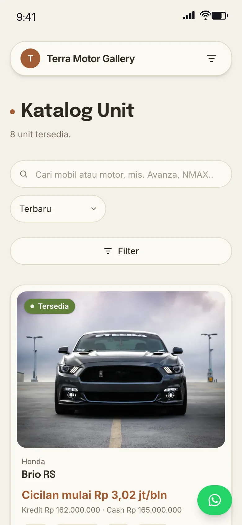Template Terra dilihat dari HP
